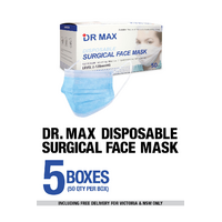 Dr. Max Disposable Surgical Face Masks 5 Boxes (50 QTY PER BOX)